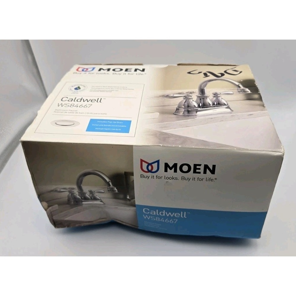Moen Caldwell WS84667 Chrome 2 Handle Bathroom Faucet Open Box Complete?